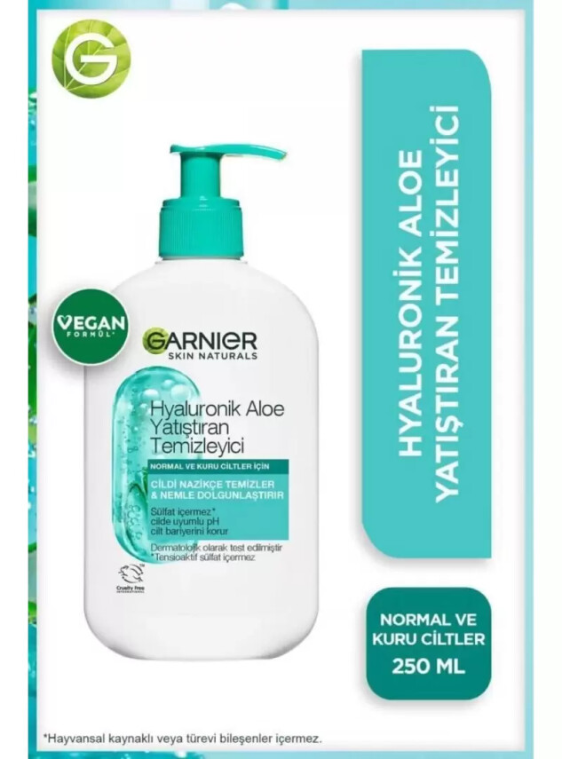 Garnier Hyaluronik Aloe Yatıştıran Temizleyici - Normal & Kuru Ciltler - 250 ml - Garnier