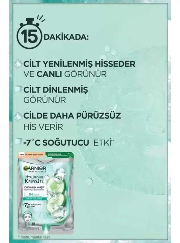 Garnier Hyaluronik Kriyojel Yorgunluk Karşıtı Soğutucu Yüz Maskesi 27 gr - 2