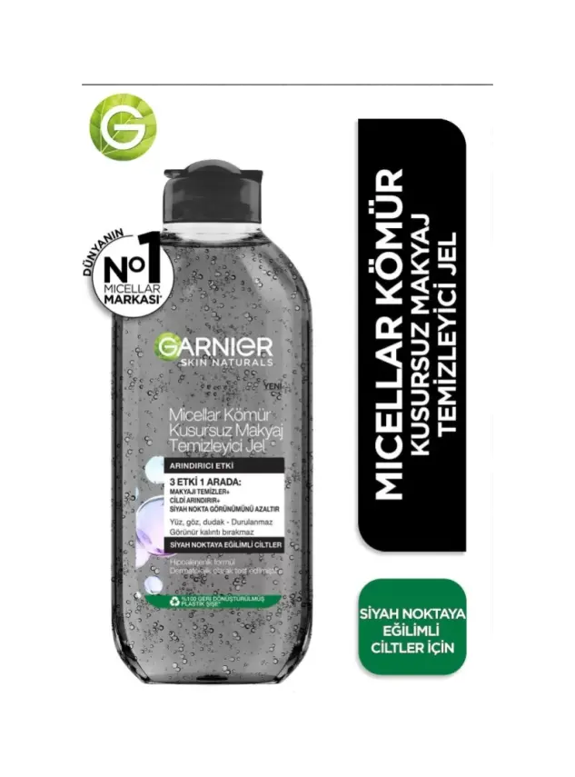 Garnier Miceller Kömür Kusursuz Makyaj Temizleyici Jel 400 ml - 1