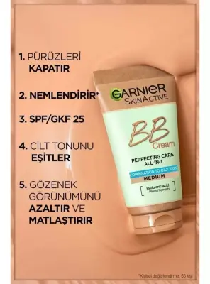 Garnier Mucizevi Cilt Kusursuzlaştırıcı BB Krem - Orta - Spf25 50 ml - 2