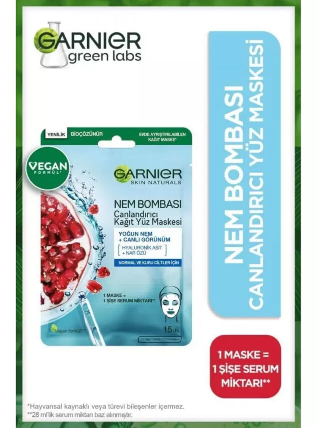Garnier Nem Bombası Canlandırıcı Kağıt Maske 28 gr - Garnier