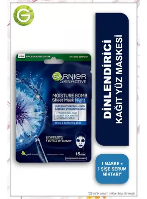 Garnier Nem Bombası Gece Kağıt Yüz Maskesi 28 gr - 1