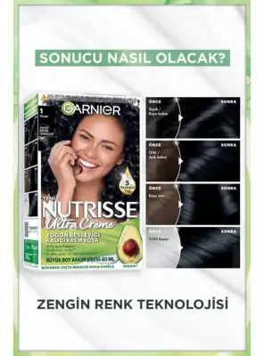 Garnier Nutrisse Ultra Creme 1 Siyah Yoğun Besleyici Kalıcı Krem Boya - 2