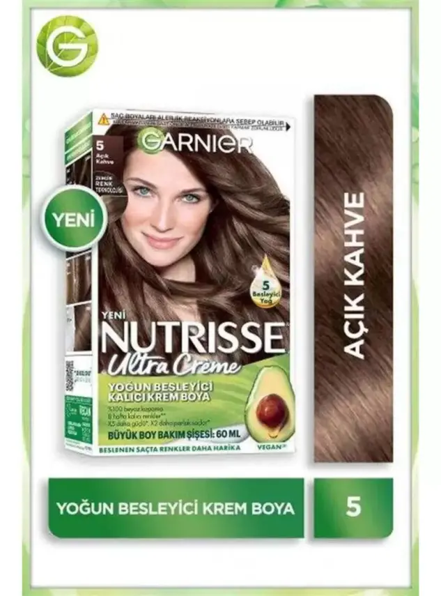 Garnier Nutrisse Ultra Creme 5 Açık Kahve Yoğun Besleyici Kalıcı Krem Boya - 1