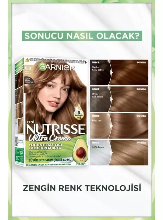 Garnier Nutrisse Ultra Creme 6,3 Altın Kumral Yoğun Besleyici Kalıcı Krem Boya - 2