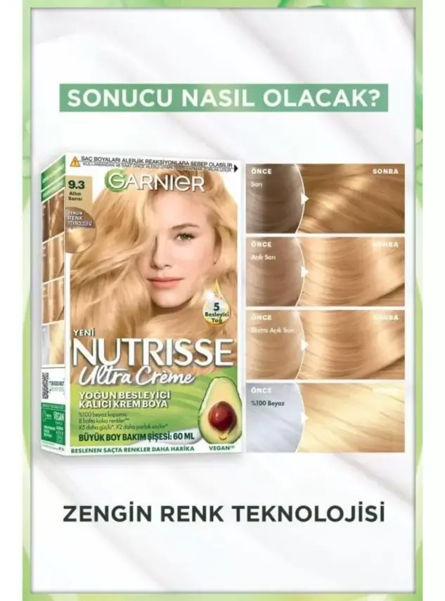 Garnier Nutrisse Ultra Creme 9.3 Altın Sarısı Yoğun Besleyici Kalıcı Krem Boya - 2