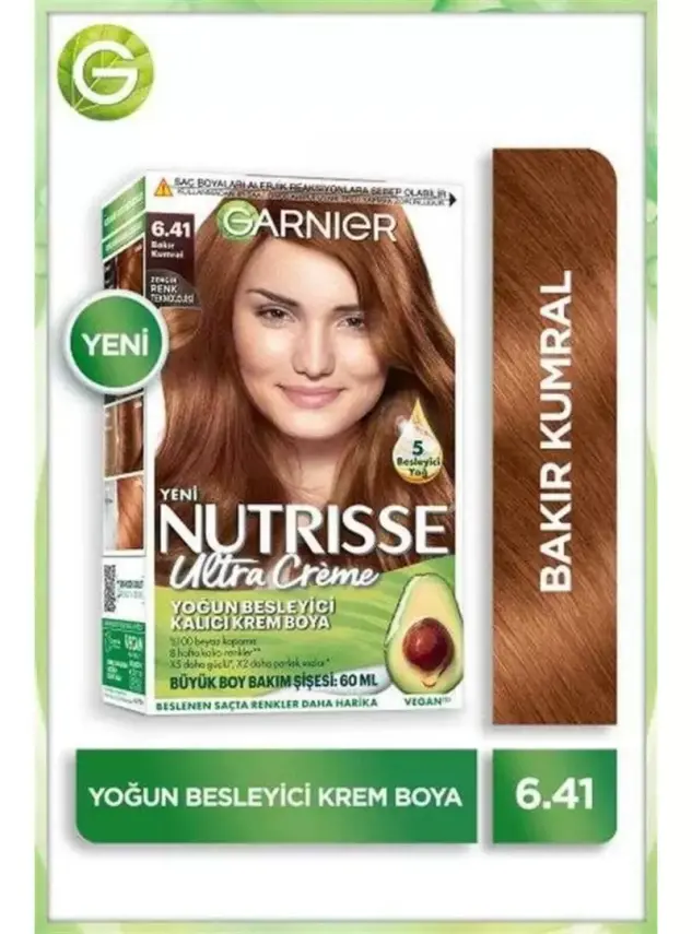 Garnier Nutrisse Ultra Creme Yoğun Besleyici Saç Boyası 6,41 Bakır Kumral - 1