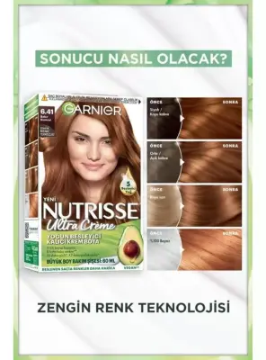 Garnier Nutrisse Ultra Creme Yoğun Besleyici Saç Boyası 6,41 Bakır Kumral - 2