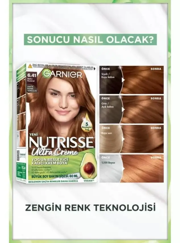 Garnier Nutrisse Ultra Creme Yoğun Besleyici Saç Boyası 6,41 Bakır Kumral - 2