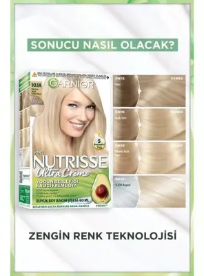 Garnier Nutrisse Yoğun Besleyici Kalıcı Krem Saç Boyası 10.1A Ekstra Açık Küllü Sarı - 2