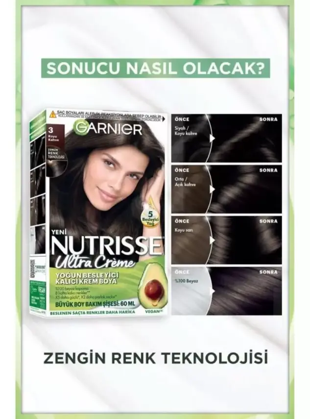 Garnier Nutrisse Yoğun Besleyici Kalıcı Krem Saç Boyası 3 Koyu Kahve - 2