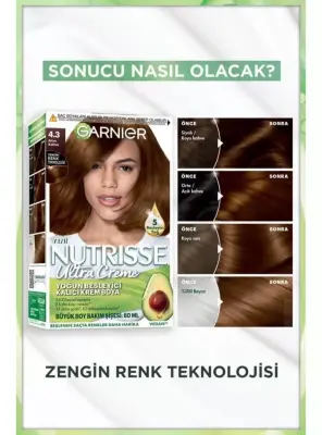 Garnier Nutrisse Yoğun Besleyici Kalıcı Krem Saç Boyası 4.3 Altın Kahve - 1