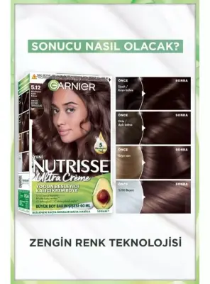 Garnier Nutrisse Yoğun Besleyici Kalıcı Krem Saç Boyası 5.12 Büyüleyici Küllü Kahve - 2
