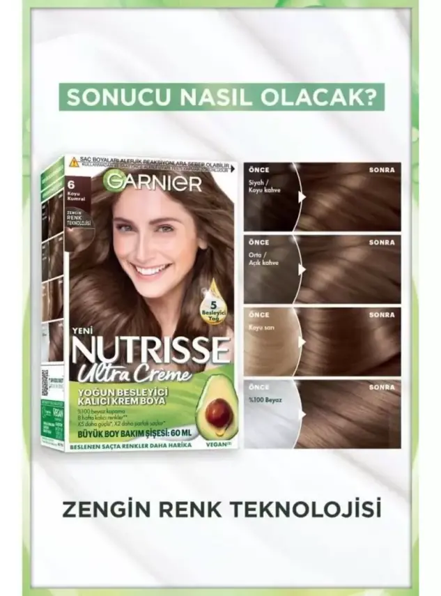Garnier Nutrisse Yoğun Besleyici Kalıcı Krem Saç Boyası 6 Koyu Kumral - 2