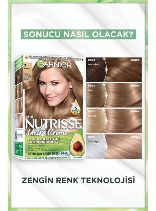 Garnier Nutrisse Yoğun Besleyici Kalıcı Krem Saç Boyası 7 Kumral - Garnier