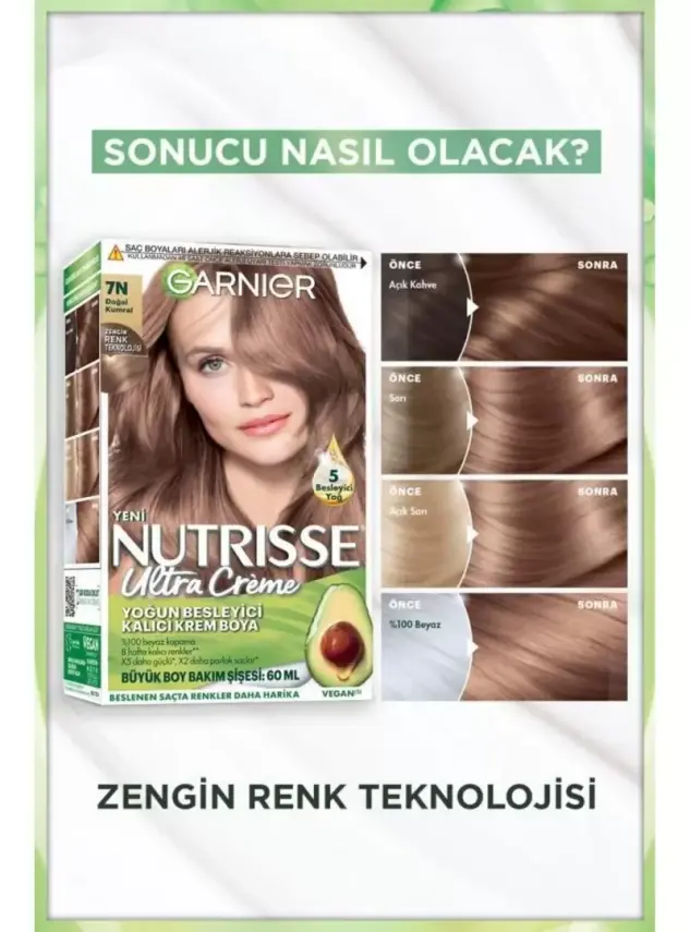 Garnier Nutrisse Yoğun Besleyici Kalıcı Krem Saç Boyası 7n Doğal Kumral - 2