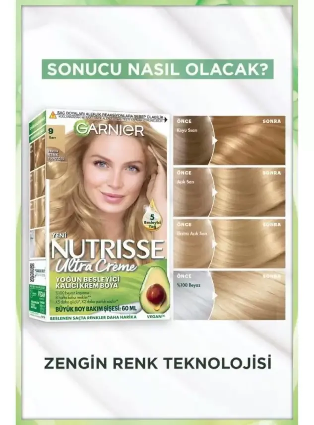 Garnier Nutrisse Yoğun Besleyici Kalıcı Krem Saç Boyası 9 Sarı - 2