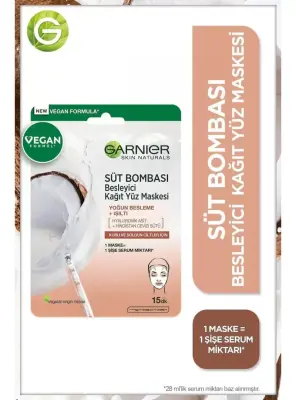 Garnier Süt Bombası Besleyici Kağıt Yüz Maskesi Hindistan Cevizi 28gr - 1