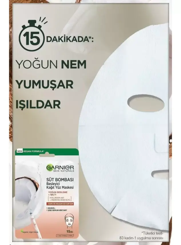 Garnier Süt Bombası Besleyici Kağıt Yüz Maskesi Hindistan Cevizi 28gr - 2