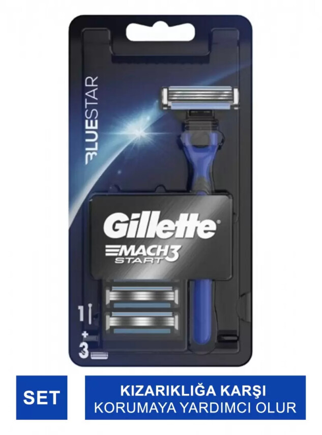 Gillette Mach 3 Start Bluestar Tıraş Makinası + 3 Yedek Bıçak - Gillette