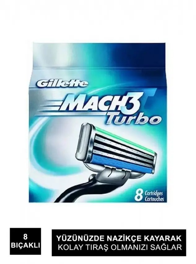 Gillette Mach3 Turbo Yedek Tıraş Bıçağı 8li - 1