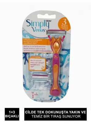Gillette Venus Simply Kadın Tıraş Makinesi ve 3 Yedek Tıraş Bıçağı - Gillette
