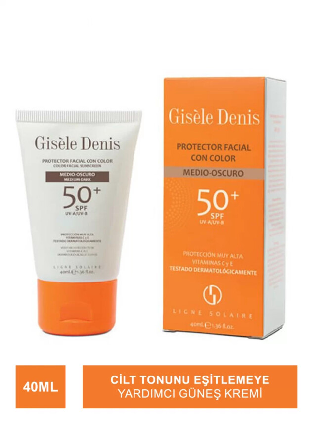 Gisele Denis Color Facial Sunscreen Spf50+ Medium/Dark Yüz İçin Renkli Güneş Koruma Kremi 40 ml - Gisele Denis