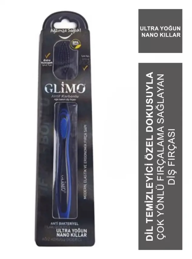 Glimo Aktif Karbonlu Ekstra Yumuşak Ağız Bakım Diş Fırçası - 1