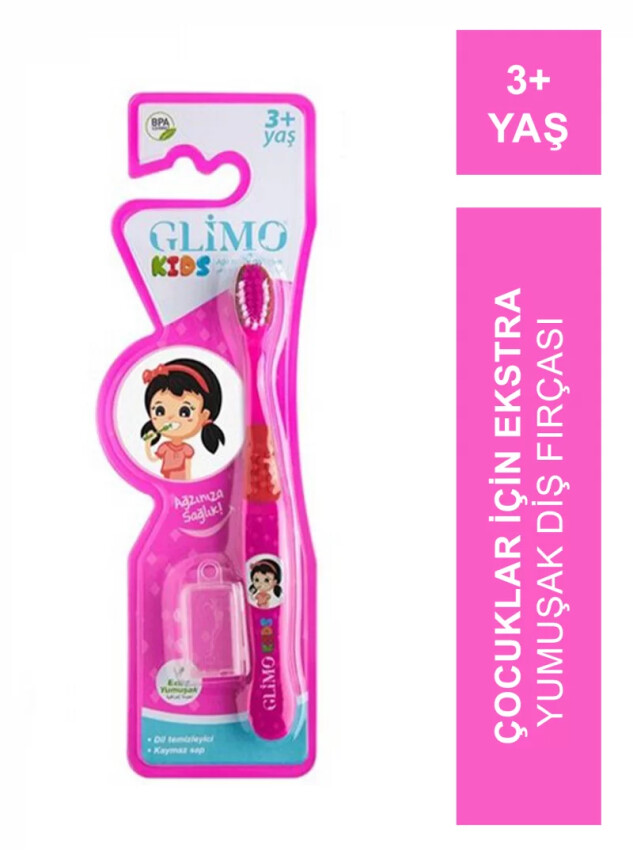 Glimo Kids Ekstra Yumuşak Diş Fırçası 3+ Yaş - Pembe - - Glimo