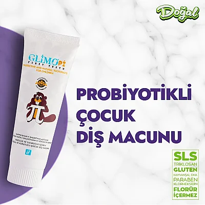 Glimo Pi First Teeth Probiyotikli Doğal Çocuk Diş Macunu 50ml - 4