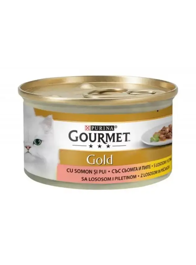 Gourmet Gold Parça Etli Somonlu Ve Tavuklu Kedi Konservesi 85 Gr - 1