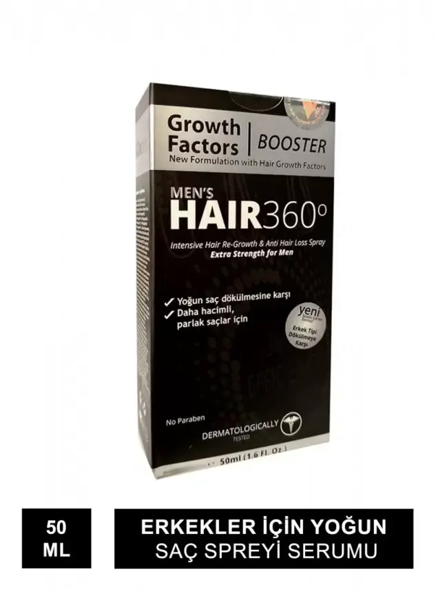 Hair 360 Growth Factors Booster Mens Hair Spray 50ml - Erkekler için Saç Spreyi - 1