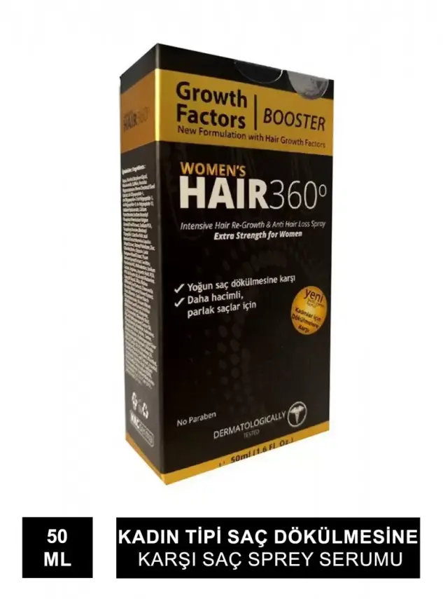 Hair 360 Growth Factors Booster Womens Hair Spray 50ml - Kadınlar için Saç Spreyi - 1