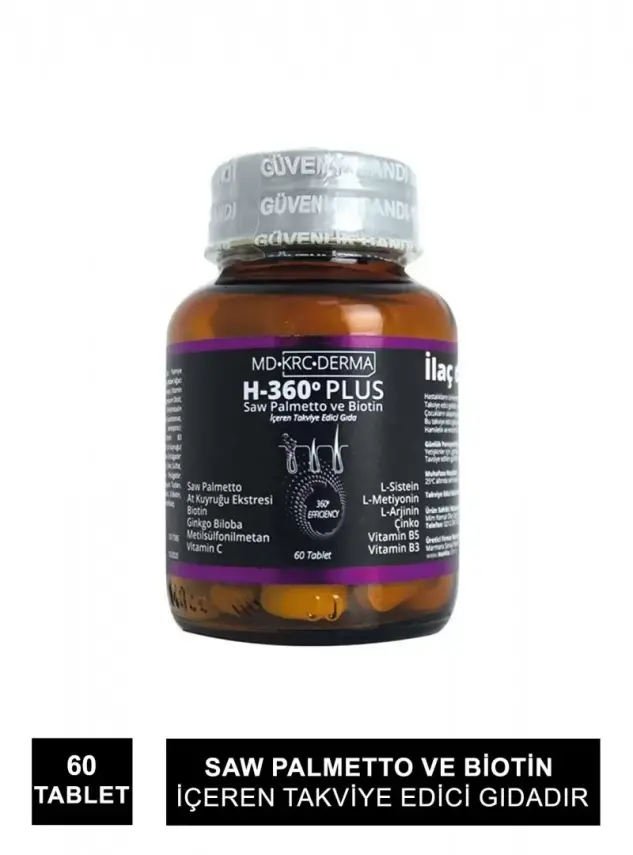 Hair 360 Plus Saw Palmetto ve Biotin 60 Tablet - 1