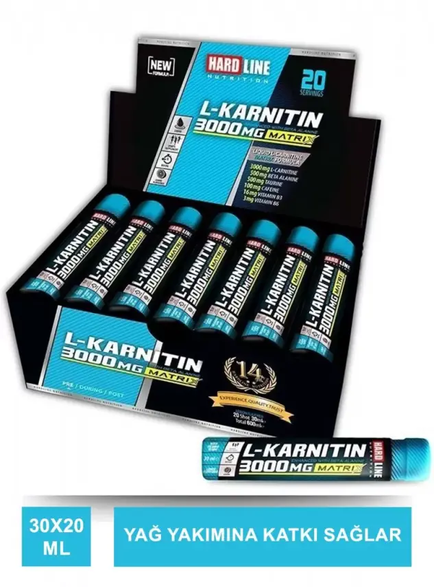 Hardline L-Karnitin Matrix 3000 Mg - Limon Aromalı - 30 ml x 20 Shot - 2