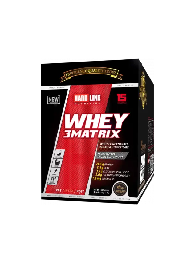 Hardline Whey 3Matrix - Çikolata Aromalı - 30gr x 15Adet - 450 Gr - 1