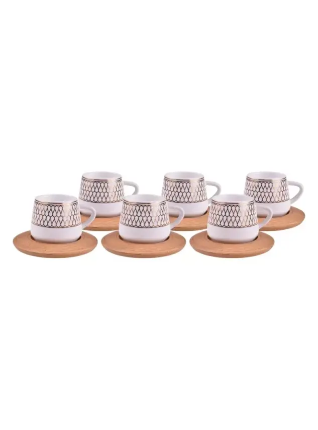 Hattat - 6 Kişilik Kahve Takımı Desen Altlıklı - 1