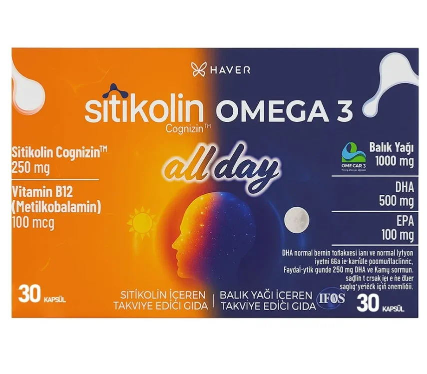 Haver Sitikolin Omega 3 AllDay 60 Yumuşak Kapsül - 1
