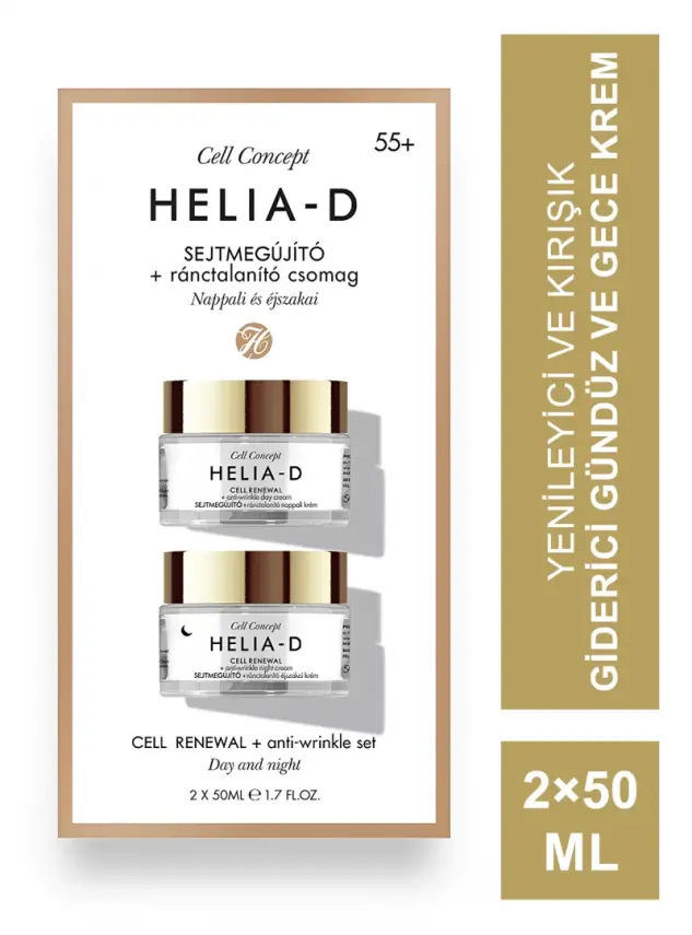Helia-D Cell Concept Yenileyici ve Kırışık Giderici Gündüz ve Gece Krem 55+ 2×50 ml - 1
