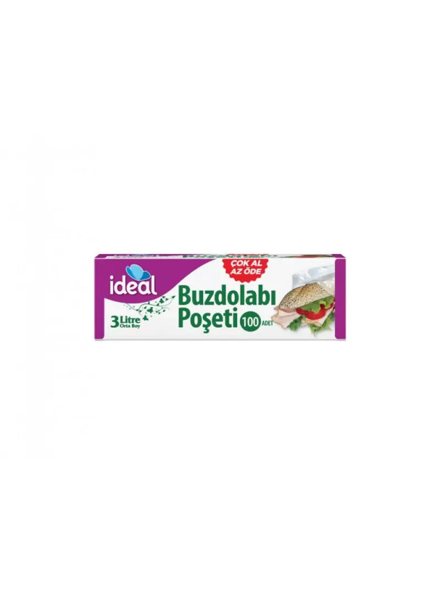 İdeal Orta Boy Buzdolabı Poşeti 100 Adet - 24x33 cm- - İdeal