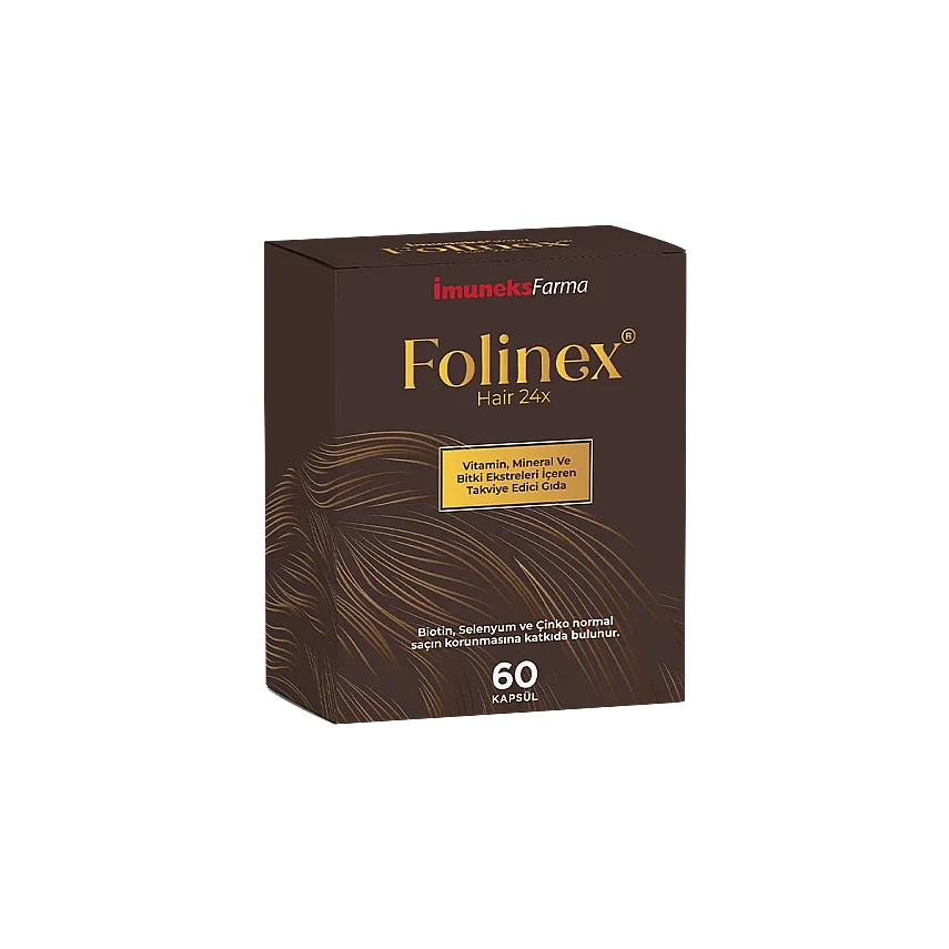 Imuneks Folinex Hair 24x Vitamin, Mineral ve Bitki Ekstreleri İçeren Takviye Edici Gıda 60 kapsül - 1