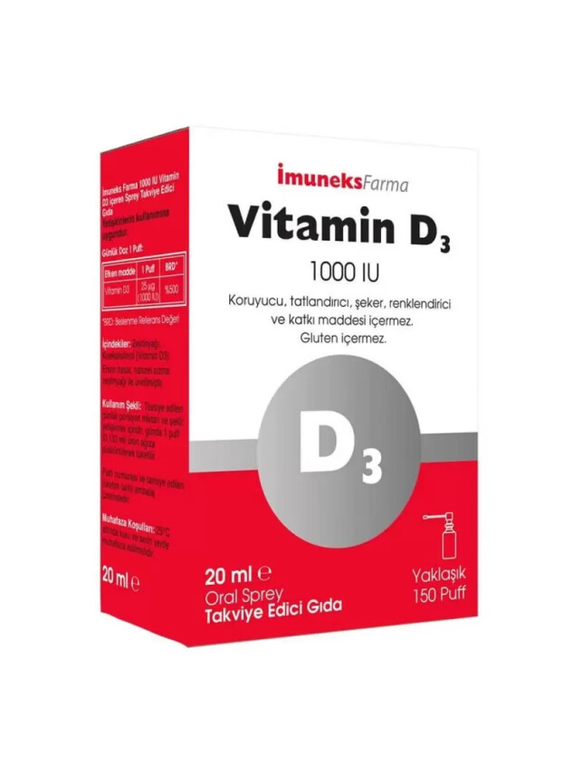 İmuneks Vitamin D3 1000 IU Sprey 20 ml - Imuneks