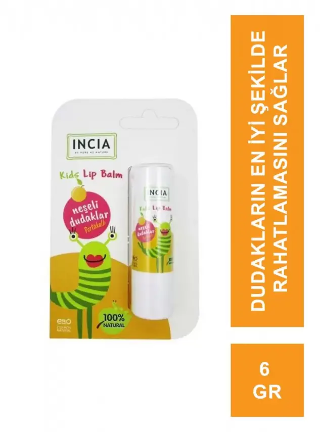 Incia Kids Lip Balm Dudak Besleyici Portakal 6 gr - 1