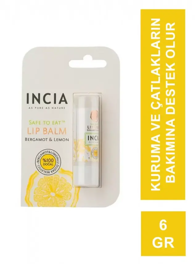 Incia Lip Balm Bergamot & Lemon 6 gr Dudak Besleyici - 1