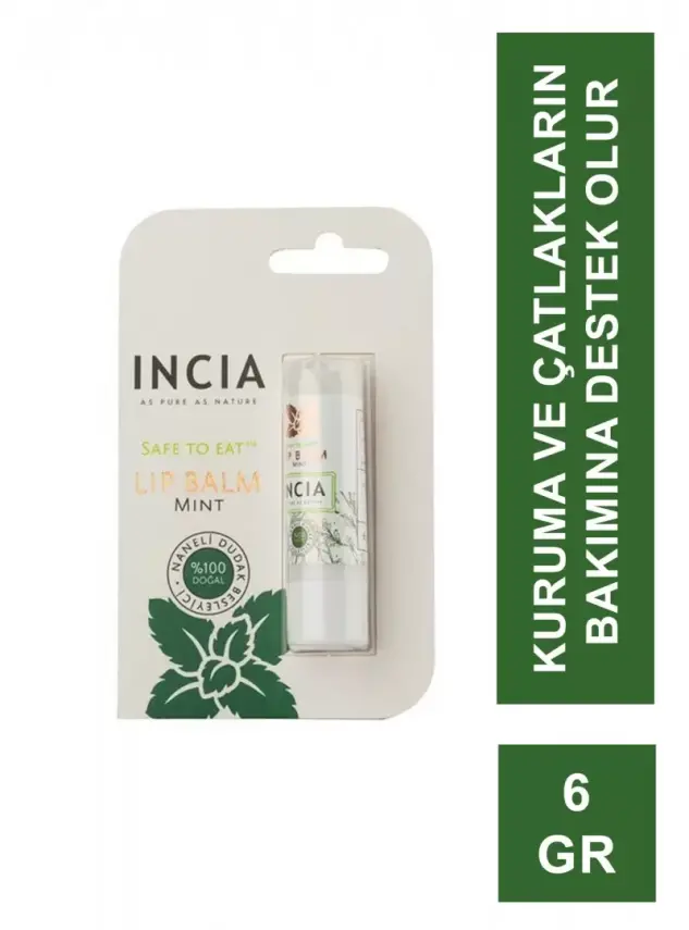 Incia Lip Balm Mint 6 gr Nane özlü Besleyici Dudak Bakım Kremi - 1