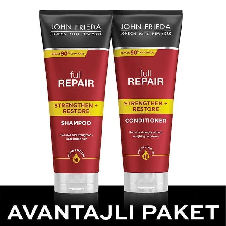 John Frieda Full Repair İşlem Görmüş Saçlar İçin Şampuan + Saç Kremi 2x250 ml | Avantajlı Paket	 - 1