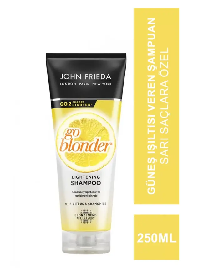 John Frieda Sheer Blonde Go Blonder Lightening Shampoo 250 ml Sarı Saçlara Özel Güneş Işıltısı Veren Şampuan - 1