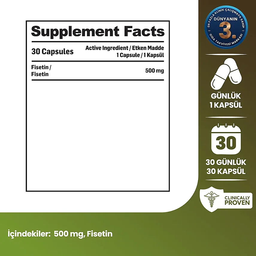 Kiperin Fisetin Senolytic Bileşik 30 Kapsül - 2