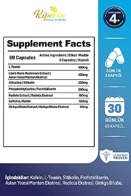 Kiperin Mind Focus Akıllı Gıda Takviyesi 60 Kapsül - 2