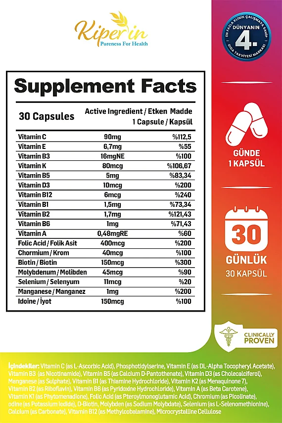 Kiperin Multivitamin Lipozomal 30 Kapsül - 2